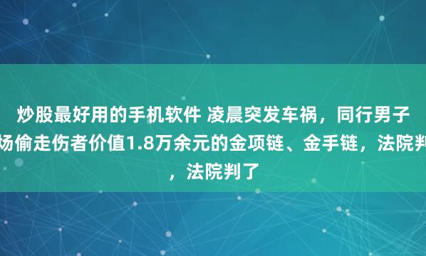 炒股最好用的手机软件 凌晨突发车祸，同行男子现场偷走伤者价值1.8万余元的金项链、金手链，法院判了