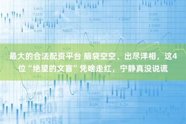最大的合法配资平台 脑袋空空、出尽洋相，这4位“绝望的文盲”凭啥走红，宁静真没说谎