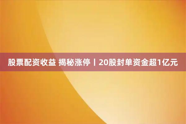股票配资收益 揭秘涨停丨20股封单资金超1亿元